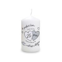 A Perfect Love Silver Anniversary Candle