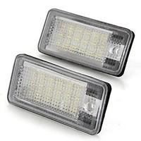 A Pair Car License Plate Lamps Bulbs White 18 SMD LED Lights 12V for Audi A3 A4 8E RS4 A6 RS6