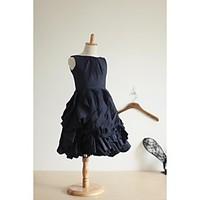 a line knee length flower girl dress taffeta sleeveless jewel with