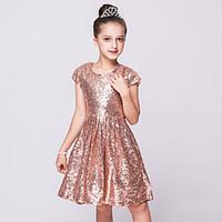 a line knee length flower girl dress sequined jewel with sequins girls ...