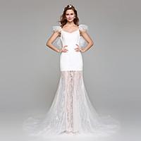 A-line Wedding Dress Simply Sublime Floor-length Off-the-shoulder Lace Tulle with Lace