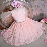 A-line Short / Mini Flower Girl Dress - Lace Sleeveless Jewel with