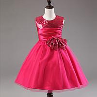 a line knee length flower girl dress satin tulle sequined polyester sl ...