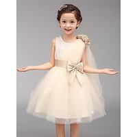 a line knee length flower girl dress cotton organza sleeveless jewel w ...