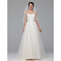 A-line Wedding Dress Simply Sublime Court Train Sweetheart Tulle with Appliques