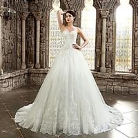 A-line Wedding Dress - Classic Timeless Lacy Look Chapel Train Sweetheart Lace with Appliques