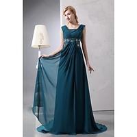 A-line Mother of the Bride Dress - Elegant Floor-length Sleeveless Chiffon with Beading