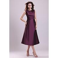 A-line Mother of the Bride Dress - Elegant Tea-length Sleeveless Taffeta with Beading