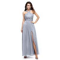 a fu formal evening dress furcal a line halter floor length chiffon wi ...