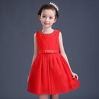 a line short mini flower girl dress lace tulle jewel with pearl detail ...