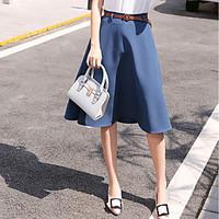 a line solid skirts going out simple mid rise midi zipper polyester in ...