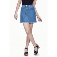 A LINE RAW HEM DENIM SKIRT