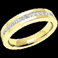 A stylish Princess Cut diamond eternity/wedding ring in 9ct yellow gold