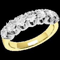 A stylish Round Brilliant Cut multi-stone diamond ring in 9ct yellow & white gold