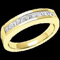 a stylish 9 stone princess cut diamond eternity ring in 18ct yellow go ...