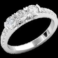 A stunning three stone diamond ring with shoulder stones in 18ct white gold