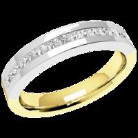 A stylish Princess Cut diamond eternity/wedding ring in 18ct yellow & white gold