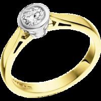 A stylish Round Brilliant Cut solitaire diamond ring in 18ct yellow & white gold