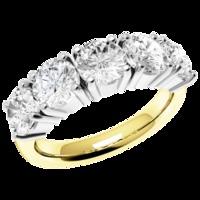 a dazzling five stone round brilliant cut diamond ring in 18ct yellow  ...