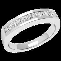 A stylish 9 stone Princess Cut diamond eternity ring in 18ct white gold