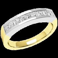 a stylish 9 stone princess cut diamond eternity ring in 18ct yellow wh ...