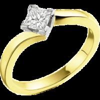 A stunning Princess Cut twist diamond ring in 18ct yellow & white gold