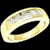 A beautiful Round Brilliant Cut five stone diamond ring in 18ct yellow gold