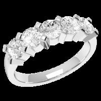 A stunning Round Brilliant Cut five stone diamond ring in platinum