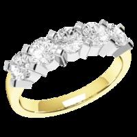 A stunning Round Brilliant Cut five stone diamond ring in 18ct yellow & white gold