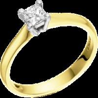 A classic Princess Cut solitaire diamond ring in 18ct yellow & white gold