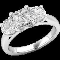 a striking princess round brilliant cut three stone diamond ring in pl ...