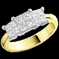 A dazzling Princess Cut dress diamond ring in 18ct yellow & white gold