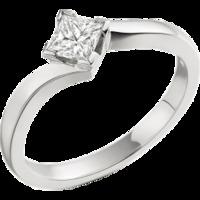 a stunning princess cut twist diamond ring in 18ct white gold