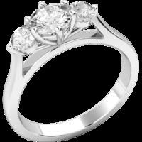 A sparkling Round Brilliant Cut three stone diamond ring in 18ct white gold