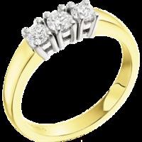 A classic Round Brilliant Cut three stone diamond ring in 18ct yellow & white gold