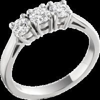 A breathtaking Round Brilliant Cut three stone diamond ring in 18ct white gold