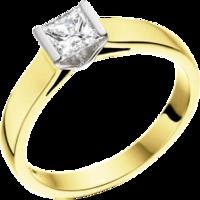 A beautiful Princess Cut solitaire diamond ring in 18ct yellow & white gold