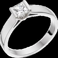 A beautiful Princess Cut solitaire diamond ring in platinum