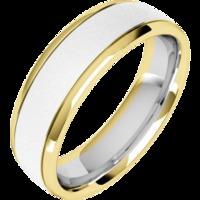 A stylish mixed finish courted mens ring in 18ct white & yellow gold