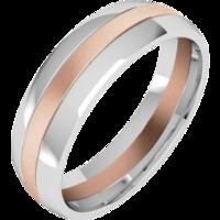 A classic courted mixed finish mens wedding ring in 18ct rose & white gold