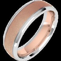 A stylish mixed finish courted mens ring in 18ct rose & white gold