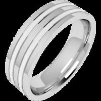 A classic double grooved mens ring in palladium