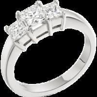 a breathtaking princess cut three stone diamond ring in 18ct white gol ...