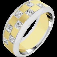 A stunning chequerboard design diamond set mens ring in 18ct yellow & white gold