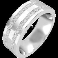 A stunning double row diamond set mens ring in palladium