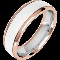 A stylish mixed finish courted mens ring in 18ct white & rose gold