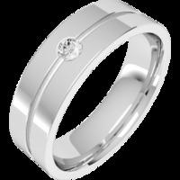 A classic Round Brilliant Cut diamond set mens ring in palladium