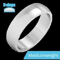 A stylish D shaped mens ring in medium 18ct white gold