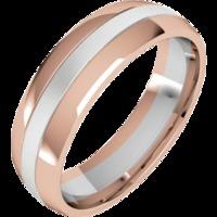 A classic courted mixed finish mens wedding ring in 18ct white & rose gold