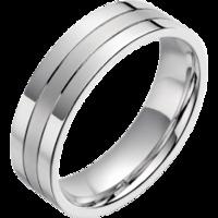 A classic mixed finish mens ring in 18ct white gold